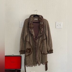 Vintage penny lane coat with fur trim